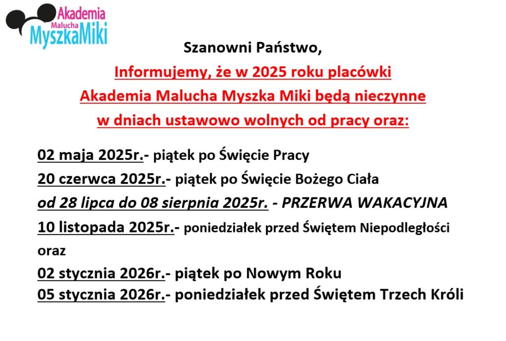 Rok akademicki dni wolne 3